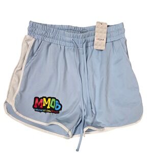 LYDAA MMOB Graphic Dolphin Shorts Athletic Women Size M Blue NWT Imperfections